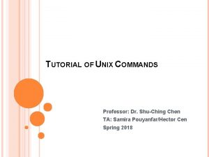 TUTORIAL OF UNIX COMMANDS Professor Dr ShuChing Chen