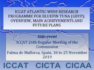 ICCAT ATLANTICWIDE RESEARCH PROGRAMME FOR BLUEFIN TUNA GBYP