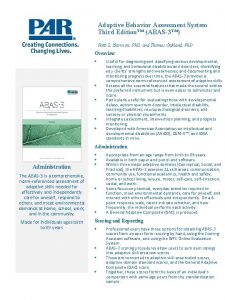 Adaptive Behavior Assessment System Third Edition ABAS3 Patti