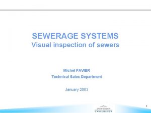 SEWERAGE SYSTEMS Visual inspection of sewers Michel FAVIER