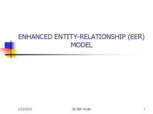 ENHANCED ENTITYRELATIONSHIP EER MODEL 2132022 DB EER Model