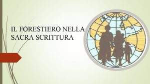 IL FORESTIERO NELLA SACRA SCRITTURA Alcuni dei titoli