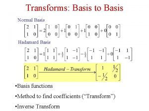 Transforms Basis to Basis Normal Basis Hadamard Basis