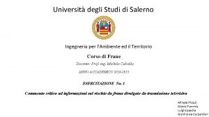 Universit degli Studi di Salerno Ingegneria per lAmbiente