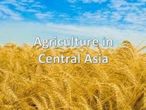 Agriculture in Central Asia Central Asia 60 of