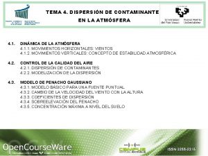 TEMA 4 DISPERSIN DE CONTAMINANTES EN LA ATMSFERA