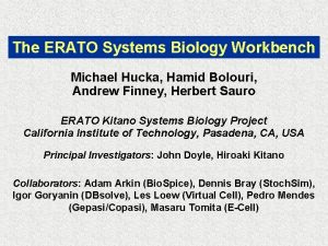 The ERATO Systems Biology Workbench Michael Hucka Hamid