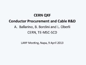 CERN QXF Conductor Procurement and Cable RD A