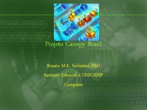 Projeto Canopy Brazil Renato M E Sabbatini Ph