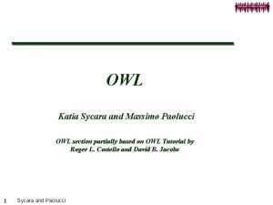 OWL Katia Sycara and Massimo Paolucci OWL section
