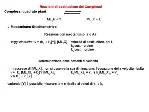 Reazioni di sostituzione dei Complessi quadrato piani ML