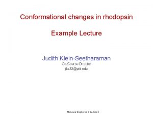 Conformational changes in rhodopsin Example Lecture Judith KleinSeetharaman