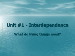 Unit 1 Interdependence What do living things need