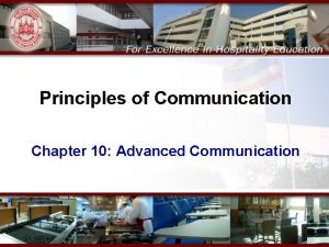 Principles of Communication Chapter 10 Advanced Communication SCOPE