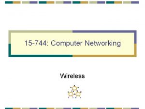 15 744 Computer Networking Wireless Wireless Intro TCP