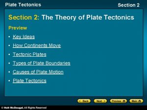 Plate Tectonics Section 2 Theory of Plate Tectonics