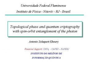 Universidade Federal Fluminense Instituto de Fsica Niteri RJ