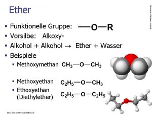 Funktionelle Gruppe Vorsilbe Alkoxy Alkohol Alkohol Ether Wasser