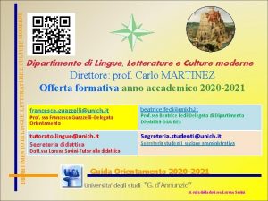 E ERN DIPARTIMENTO DI LINGUE LETTERATURE E CULTURE