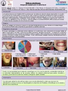 Mdicosodontlogos Integrando equipos para la salud bucal Autores