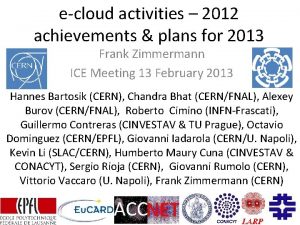 ecloud activities 2012 achievements plans for 2013 Frank