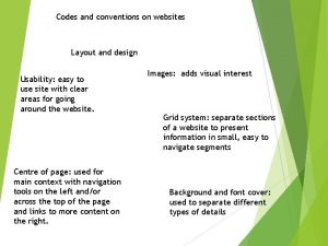 Codes and conventions on websites Layout and design