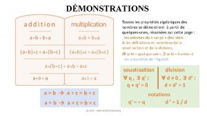 DMONSTRATIONS Toutes les proprits algbriques des nombres se