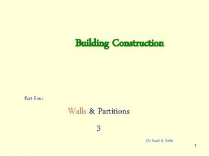 Building Construction Part Four Walls Partitions 3 Dr