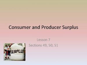 Consumer and Producer Surplus Lesson 7 Sections 49