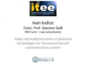 Ivan Iudice Tutor Prof Giacinto Gelli XXIX Cycle