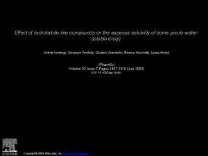Effect of hydrotalcitelike compounds on the aqueous solubility