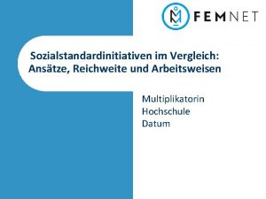 Sozialstandardinitiativen im Vergleich Anstze Reichweite und Arbeitsweisen Multiplikatorin