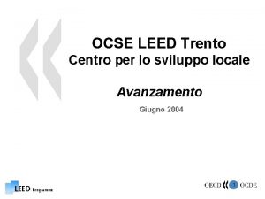 OCSE LEED Trento Centro per lo sviluppo locale