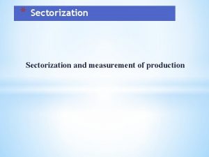 Sectorization and measurement of production The Main Issues