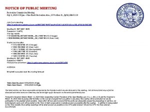 NOTICE OF PUBLIC MEETING Recreation Commission Meeting July