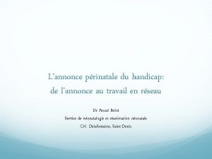 Lannonce prinatale du handicap de lannonce au travail