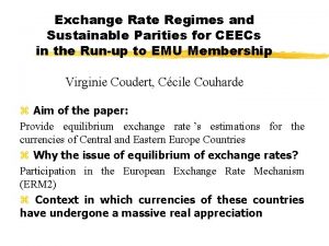 Exchange Rate Regimes and Sustainable Parities for CEECs