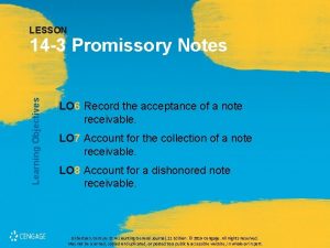 LESSON Learning Objectives 14 3 Promissory Notes LO