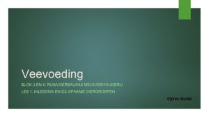 Veevoeding BLOK 3 EN 4 RUWVOERBALANS MELKVEEHOUDERIJ LES