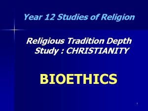 Year 12 Studies of Religion Religious Tradition Depth