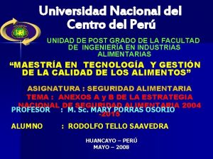 Universidad Nacional del Centro del Per UNIDAD DE