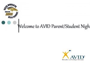 Welcome to AVID ParentStudent Nigh Who are the