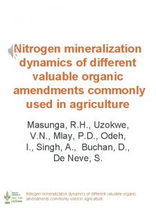 Nitrogen mineralization dynamics of different valuable organic amendments