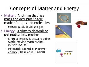 Concepts of Matter and Energy Matter Anything that