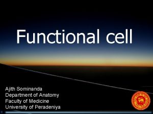 Functional cell Ajith Sominanda Department of Anatomy Faculty