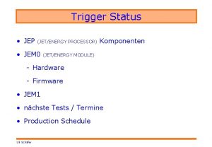 Trigger Status JEP JETENERGY PROCESSOR JEM 0 Komponenten