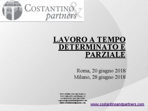 LAVORO A TEMPO DETERMINATO E PARZIALE Roma 20