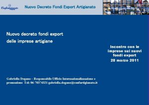 Nuovo Decreto Fondi Export Artigianato Nuovo decreto fondi