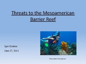 Threats to the Mesoamerican Barrier Reef Igor Kontrec