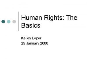 Human Rights The Basics Kelley Loper 29 January